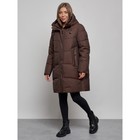 Пальто утепленное зимнее женское, размер 48, цвет тёмно-коричневый - Фото 3