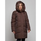Пальто утепленное зимнее женское, размер 48, цвет тёмно-коричневый - Фото 6