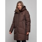Пальто утепленное зимнее женское, размер 48, цвет тёмно-коричневый - Фото 9