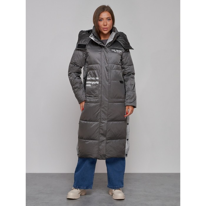 Пальто утепленное зимнее женское, размер 42, цвет тёмно-серый - Фото 1