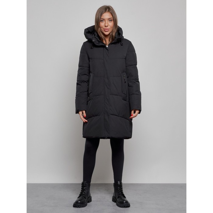 Пальто утепленное зимнее женское, размер 50, цвет чёрный - Фото 1