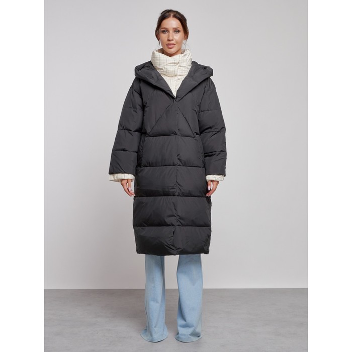 Пальто утепленное зимнее женское, размер 42, цвет чёрный - Фото 1