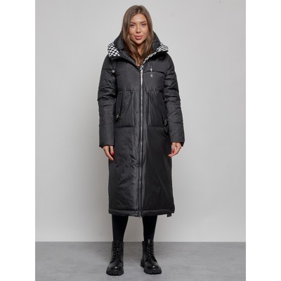 Пальто утепленное зимнее женское, размер 50, цвет чёрный