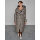 Пальто утепленное зимнее женское, размер 52, цвет коричневый - Фото 10