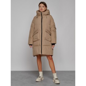 Пальто утепленное зимнее женское, размер 50, цвет светло-коричневый