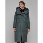 Пальто утепленное зимнее женское, размер 42, цвет тёмно-зелёный - Фото 8