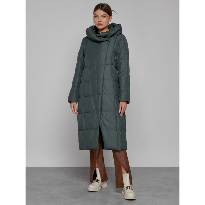 Пальто утепленное зимнее женское, размер 50, цвет тёмно-зелёный - Фото 1