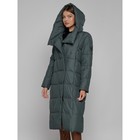 Пальто утепленное зимнее женское, размер 50, цвет тёмно-зелёный - Фото 7