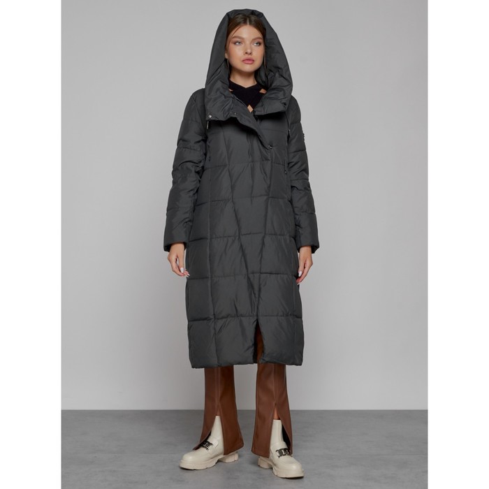 Пальто утепленное зимнее женское, размер 46, цвет тёмно-серый - Фото 1