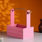 Кашпо деревянное 25.5×15×30 см "Аром", ручка канат, Розовый Коралл Прованс - Фото 2