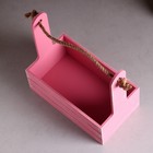 Кашпо деревянное 25.5×15×30 см "Аром", ручка канат, Розовый Коралл Прованс - Фото 4