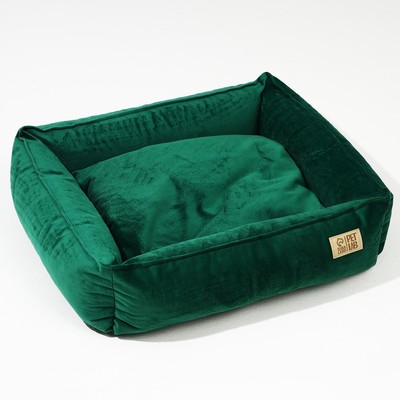 Лежанка для кошек и собак велюровая Pet Lab, 45×40×15 см, изумрудная