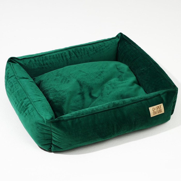 Лежанка для кошек и собак велюровая Pet Lab, 45×40×15 см, изумрудная - Фото 1