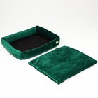 Лежанка для кошек и собак велюровая Pet Lab, 70 х 65 х 15 см, изумрудная - Фото 2