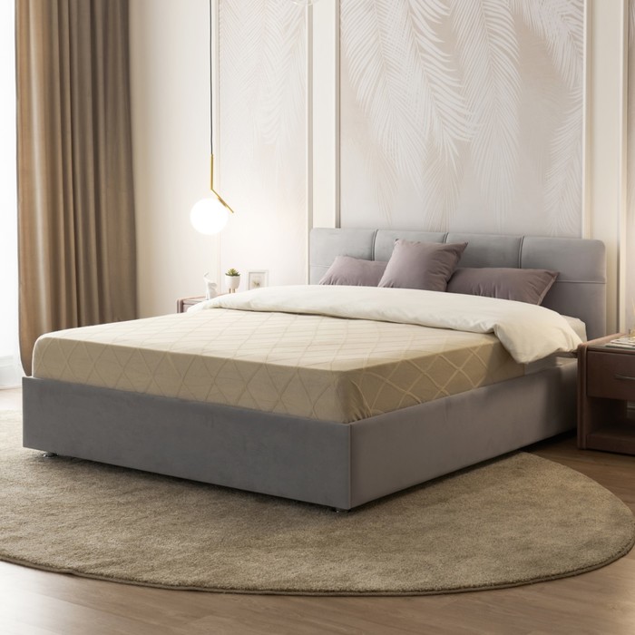 Кровать «Птичье гнездо» без ПМ, 160×190 см, премиум велюр, цвет лондонский туман