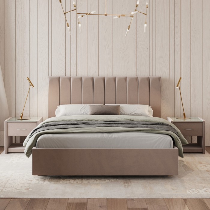 Кровать «Алькасар» без ПМ, 120×190 см, премиум велюр, цвет пыльная роза