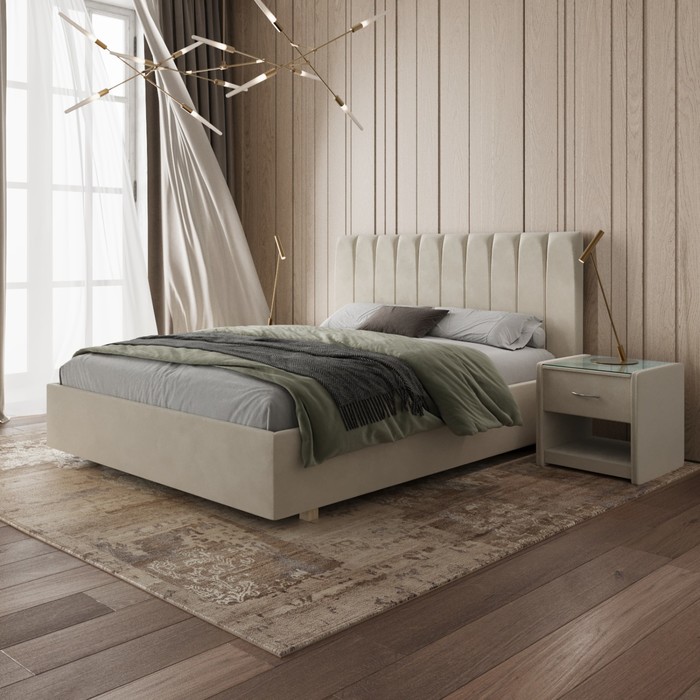 Кровать «Алькасар» без ПМ, 120×190 см, премиум велюр, цвет лепестки ландыша