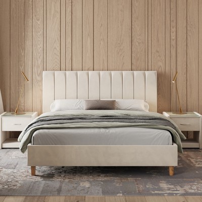 Кровать «Алькасар» без ПМ, 120×200 см, премиум велюр, цвет лепестки ландыша