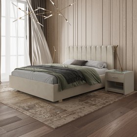 Кровать «Алькасар» без ПМ, 140×190 см, премиум велюр, цвет лепестки ландыша