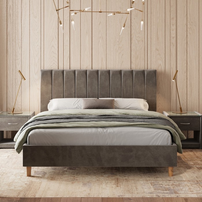 Кровать «Алькасар» без ПМ, 120×190 см, встроенное основание, ножки 13 см, велюр велутто 36