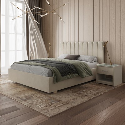 Кровать «Алькасар» с ПМ, 150×190 см, премиум велюр, цвет лепестки ландыша