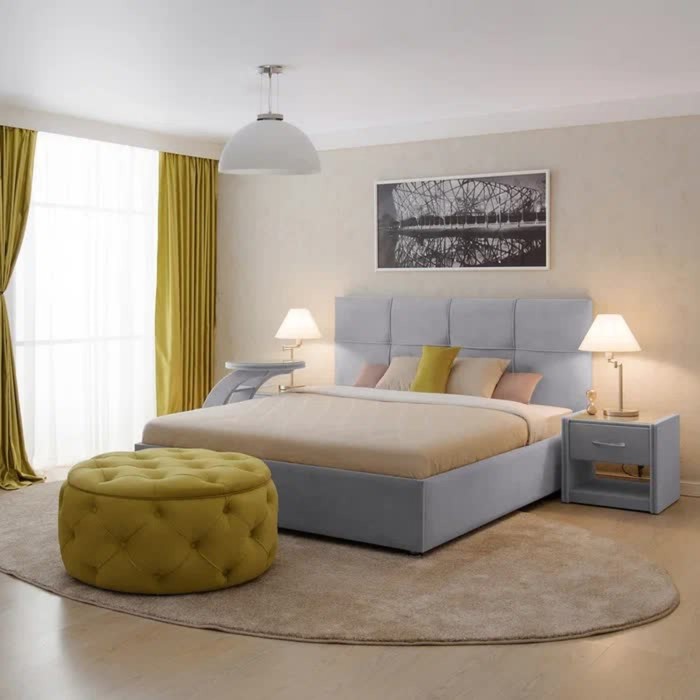 Кровать «Пантеон» без ПМ, 130×190 см, премиум велюр, цвет звёздная пыль