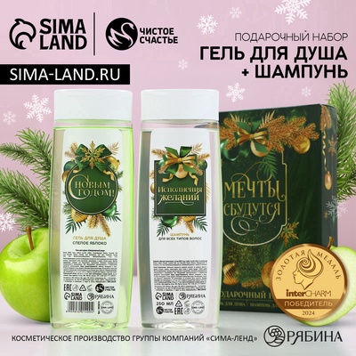 Подарочный набор новогодний «Мечты сбудутся»: гель для душа и шампунь для волос, 2×250 мл, Чистое счастье