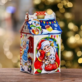 Подарочная коробка "Поздравление Деда Мороза" , Дом , 17,6 х 14,3 х 29 см