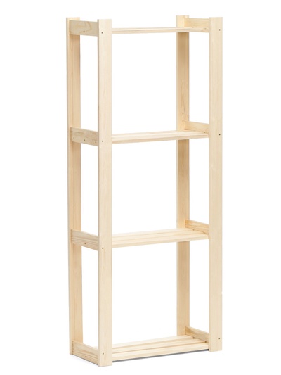 Стеллаж деревянный, 4 полки, 150×64×27.5 см, хвоя, второй сорт, напольный, «Добропаровъ»