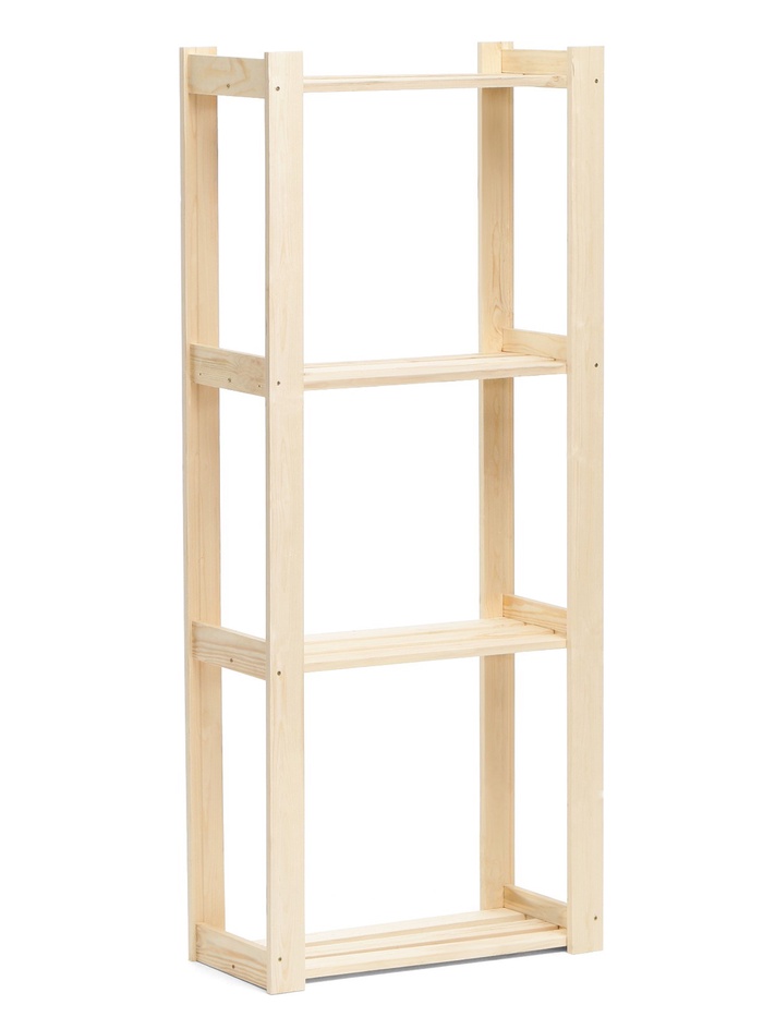 Стеллаж деревянный, 4 полки, 150×64×27.5 см, хвоя, второй сорт, напольный, «Добропаровъ»