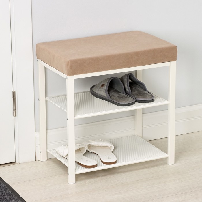 Банкетка «Торонто 13S», 47×30×49 см, цвет каркаса белый, цвет сиденья бежевый - Фото 1