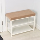 Банкетка «Торонто 23S», 67×30×49 см, каркас белый, сиденье бежевое - Фото 3