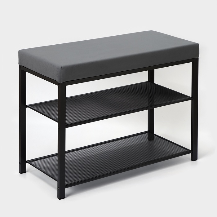 Банкетка «Торонто 23S», 67×30×49 см, каркас графит, сиденье серое - Фото 1