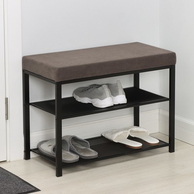 Банкетка «Торонто 23S», 67×30×49 см, каркас чёрный, сиденье серое