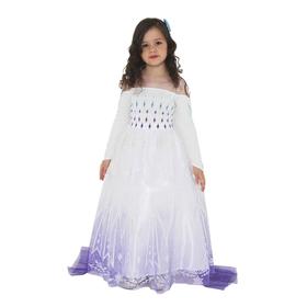 Карнавальный костюм 'Эльза 2  пышное, белое платье' р.30, рост 116 см