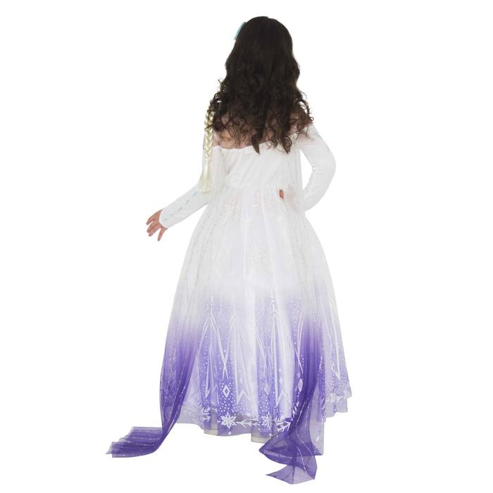 Карнавальный костюм "Эльза 2  пышное, белое платье" р.32, рост 128 см