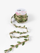 Тесьма декоративная холщовая «Листья», 25 мм, 9±0.5 м, бежевая, зелёная - Фото 2