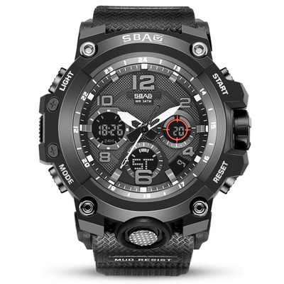 Часы наручные электронные мужские, будильник, календарь, d-5.6 см, l-20.5 см, 3 ATM, черные 972999