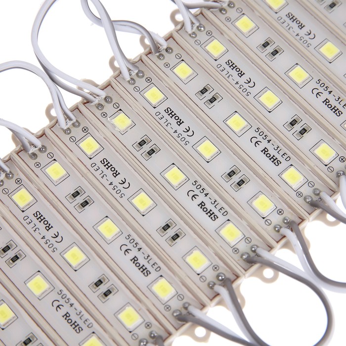 Светодиодный модуль SMD5054, 1.5 Вт, 3 LED, 135 Лм, IP65, 6500К, 12V, БЕЛЫЙ, набор 20 шт. - фото 1909365122