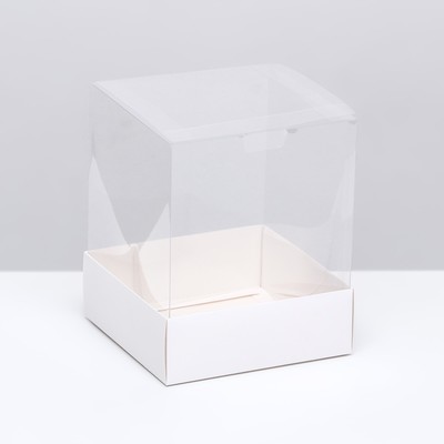 Коробка для пирожных, белый, 14.5×14.5×17.5 см Кондитерская упаковка