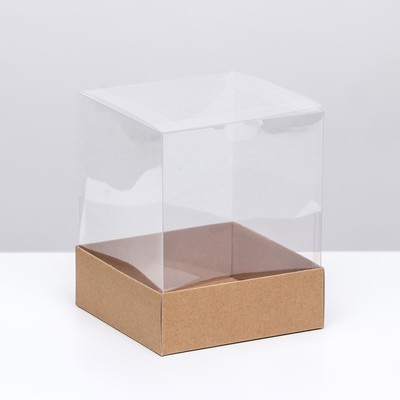 Коробка для пирожных, крафт, 14.5×14.5×17.5 см