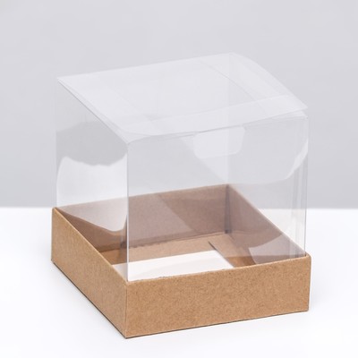 Коробка для пирожных, крафт, 10×10×10 см