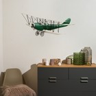 Декор настенный металл "Самолёт. Биплан" зелёный 103х5х40 см - фото 11729749