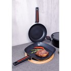 Сковорода-гриль Magistro Flame, 28×28 см, квадратная, антипригарное покрытие, индукция, кованый алюминий, чёрная - Фото 10