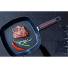 Сковорода-гриль Magistro Flame, 28×28 см, квадратная, антипригарное покрытие, индукция, кованый алюминий, чёрная - Фото 11