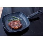 Сковорода-гриль Magistro Dark, 24×24 см, квадратная, ручка съёмная soft-touch, антипригарное покрытие, индукция, чёрная - Фото 10