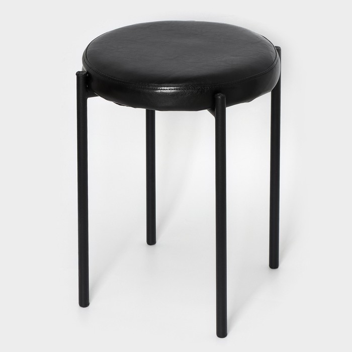 Табурет с круглым сиденьем НТ4/B, нагрузка 150 кг, 38,5x45 см, цвет черный - фото 1907900982