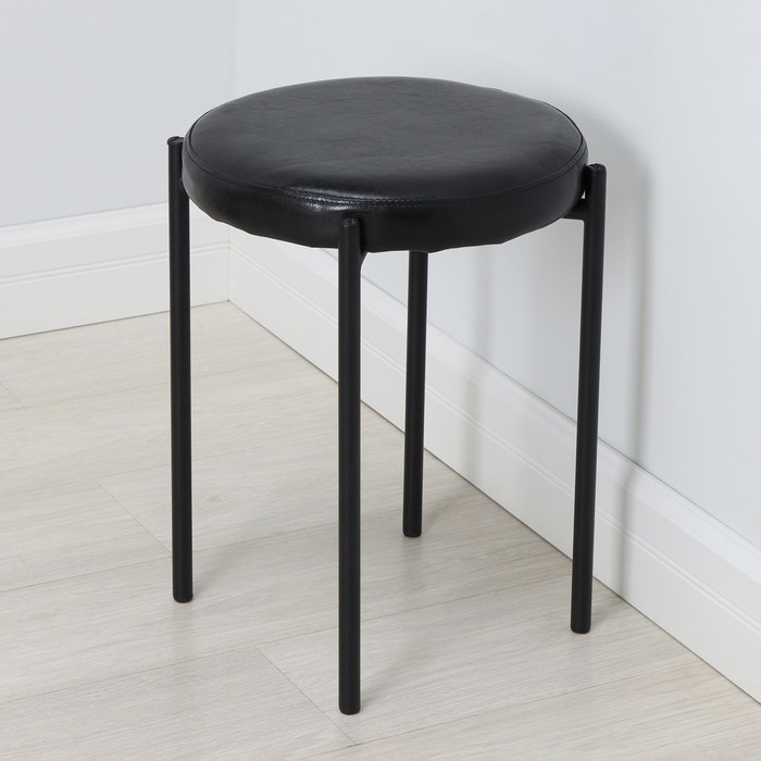 Табурет с круглым сиденьем НТ4/B, нагрузка 150 кг, 38,5x45 см, цвет черный - фото 1907900984