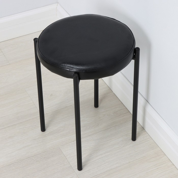 Табурет с круглым сиденьем НТ4/B, нагрузка 150 кг, 38,5x45 см, цвет черный - фото 1907900985