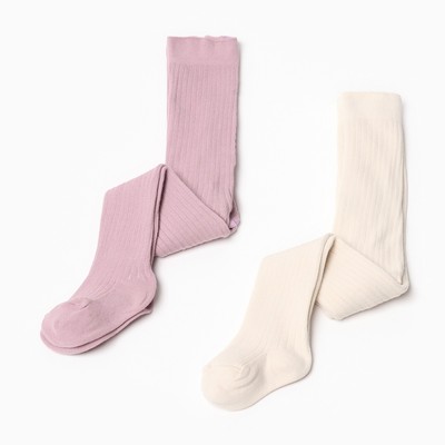 Колготки детские Крошка Я BASIC LINE, набор 2 пары, рост 86-92 см, молочный / розовый